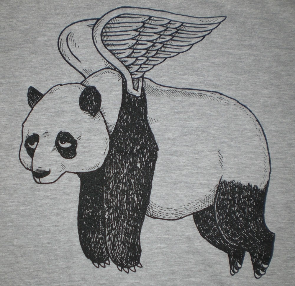 Flying Panda Mens T-Shirt Small, Medium, Large, XL in 9 Colors