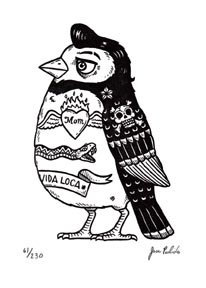 Rockabilly Birds Gocco Serigraph Artist Proofs