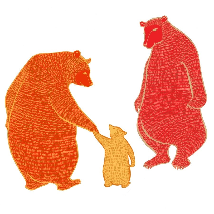 LARGE limited edition print - Magic Jewel Bears - Wall art