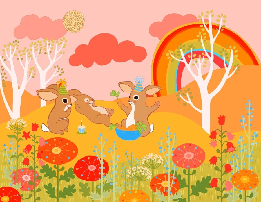 Baby Bunny Birthday print Wall art