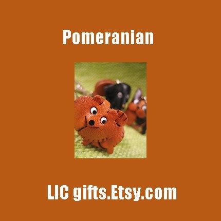 POMERANIAN Dog Leather Cell Phone Charm VANCA Craft Petit Mini Mascot Japanese Artisan