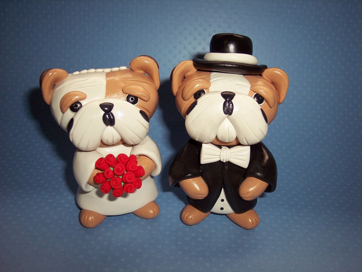 Large 3 inch English Bulldog Wedding Cake Toppers
