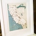 California Vintage Map - Aqua Cottage Chic - A Fun and Funky Little Picture Map of California to Frame