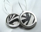 Silver and Printed Canvas Earrings