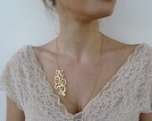 Necklace - Tattoo inspired- Asymetric- gold plated