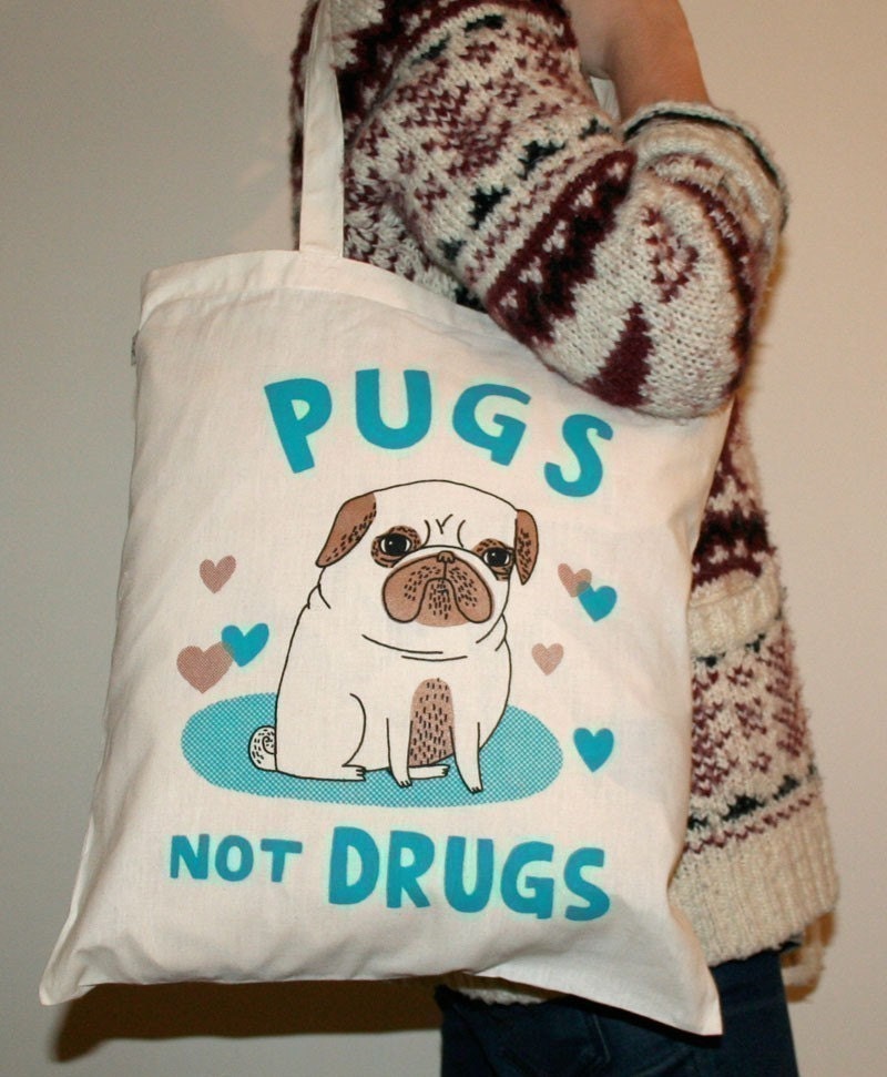 Pugs Not Drugs tote bag ORIGINAL