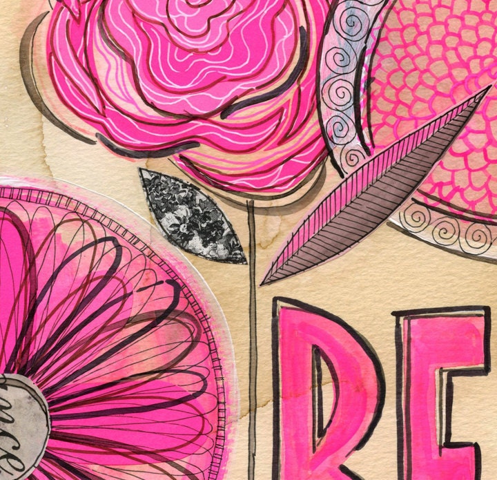 be as bright  - ORIGINAL collage drawing