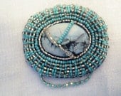 Beaded turquoise pin