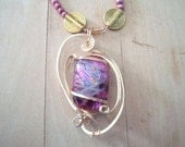 Wire Wrapped Dichroic Cab Necklace