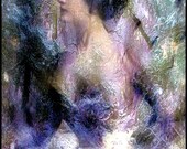 Fine Art Photograph Digital Collage Mixed Media Print Lady Vintage Forest Snow Trees Wall Decor