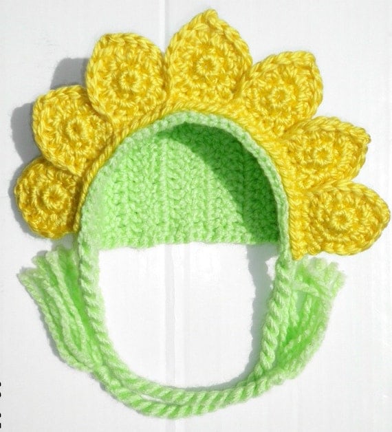 Custom crochet baby girl yellow flower bonnet hat photo prop