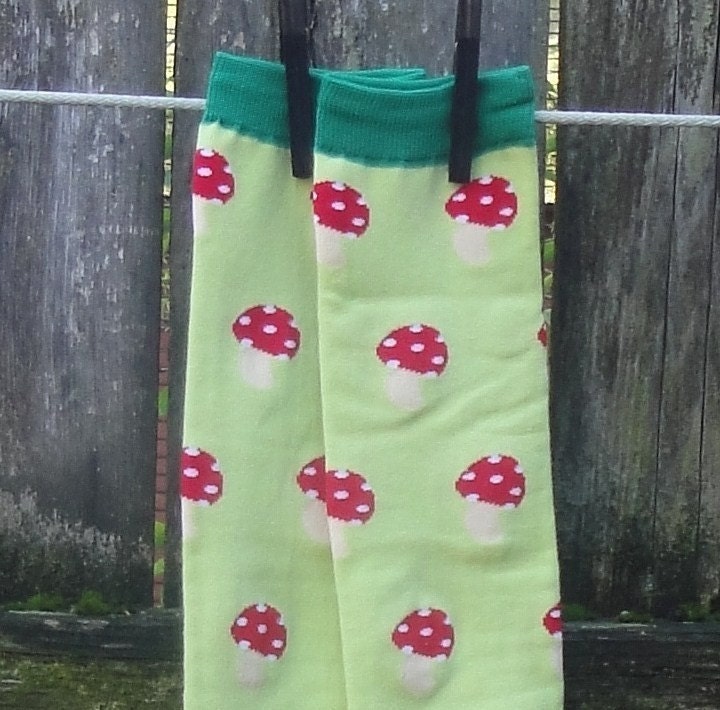 KOOL KID Arm / Leg Warmers for Baby, Toddler, Child, Tween Boy or Girl - Fairy Tale Mushrooms - Fun and Functional Fashion