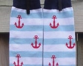 KOOL KID Arm / Leg Warmers for Baby, Toddler, Child, Tween Boy or Girl - ANCHORS and Stripes - Fun and Functional Fashion