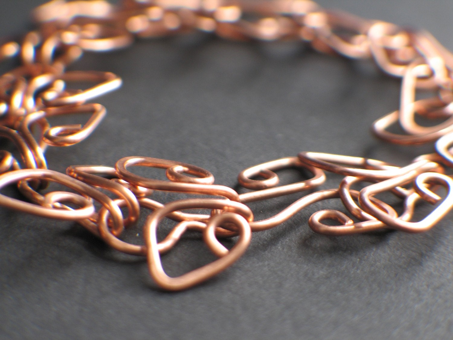 Copper Hammered Wire-wrapped Bracelet