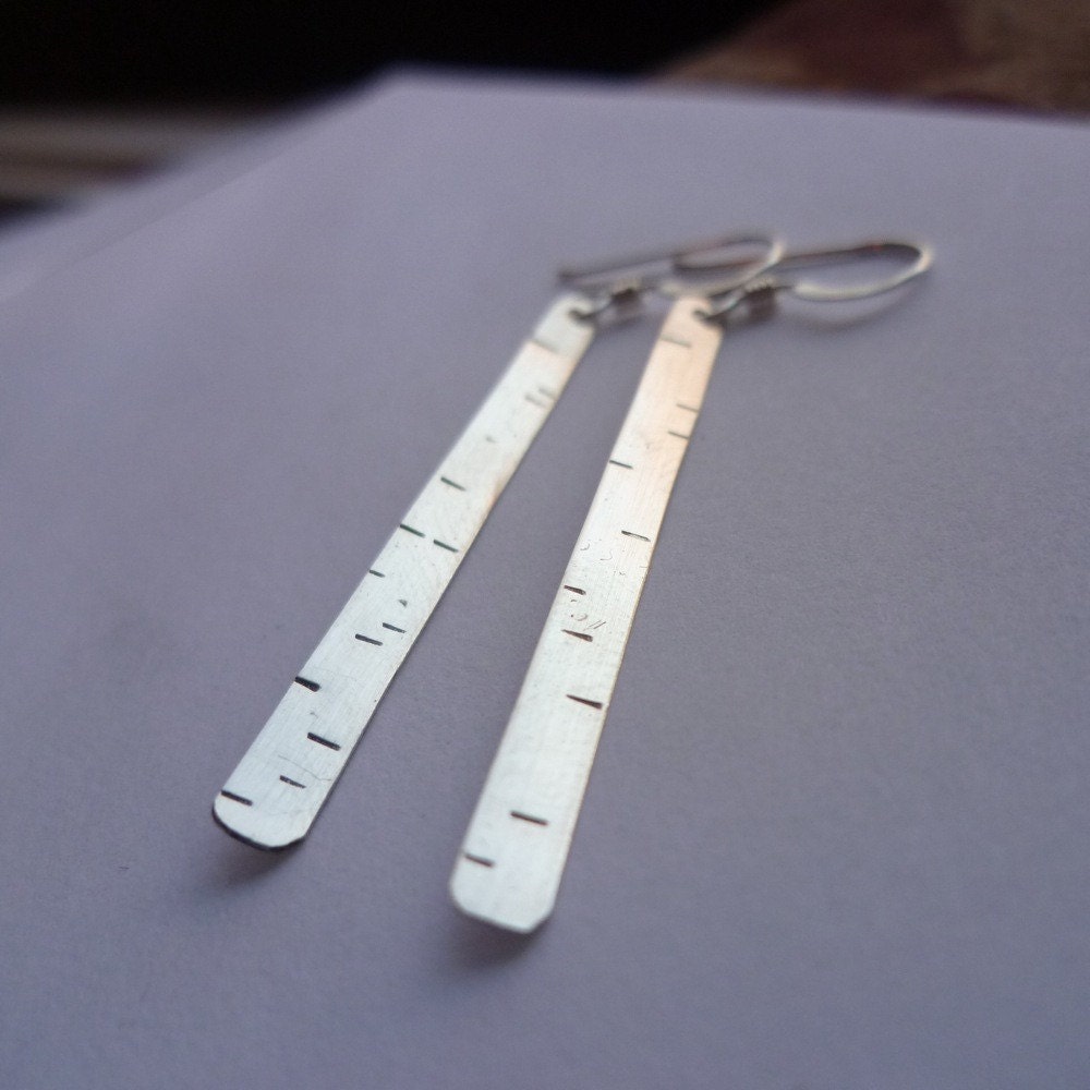 sterling silver BIRCH tree nature earrings recycled metal stamped 