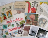 SALE... Vintage Ephemera Inspiration Kit. Animal Collection