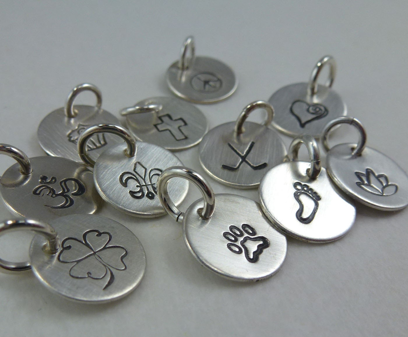 Personalized Tiny Hand Stamped Image Charm - Add On Small Silver Charm - Mommy's Necklace - mothers initial jewelry
