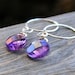 Amethyst and Sterling Silver hoop earrings - hand hammered.