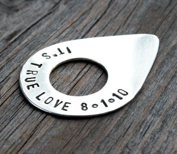 Guitar Pick - personalized ergonomic sterling silver design.