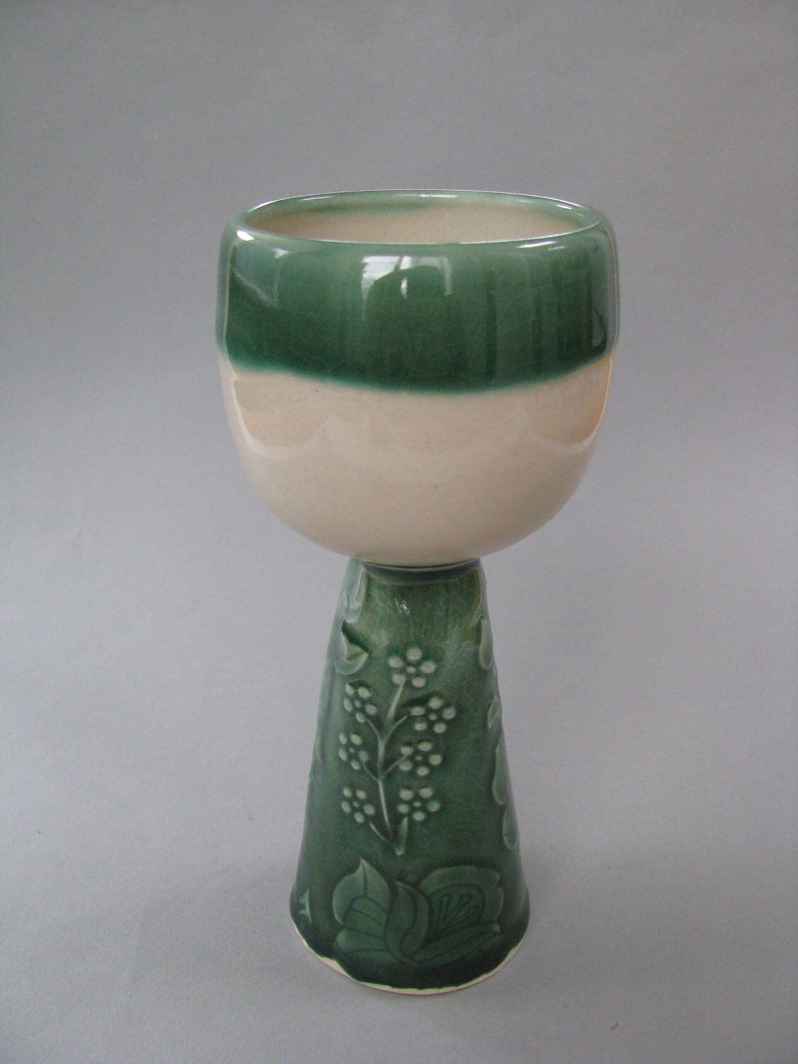 Goblet / Kiddish Cup / Miriams Cup in Green and White