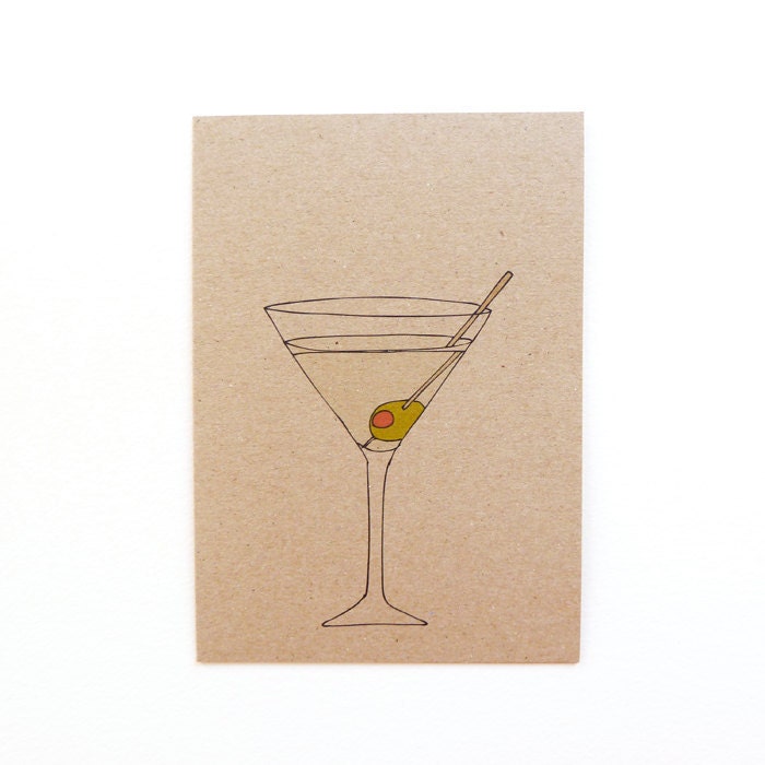 martini cocktail card (with recipe) 100% recycled