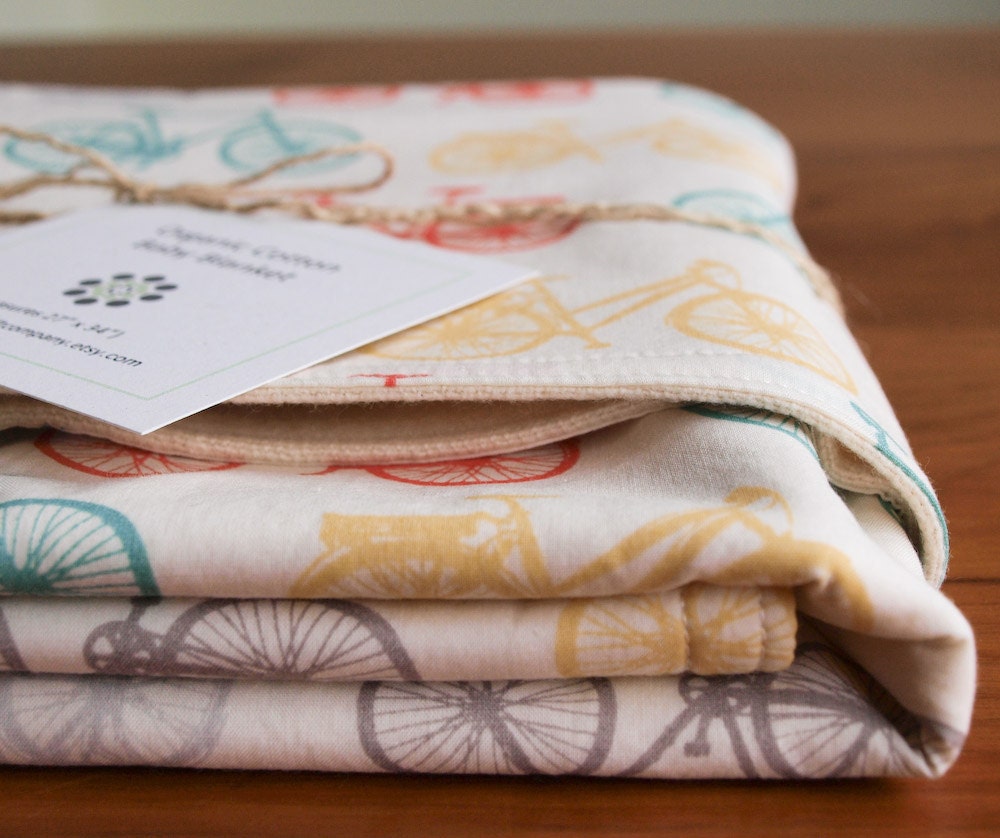 Organic Baby Blanket, Bike It