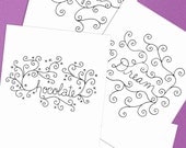 Embroidery Pattern of Word Doodles (Love Inspire Dream Chocolate)