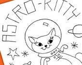 Astro Kitty Embroidery Pattern