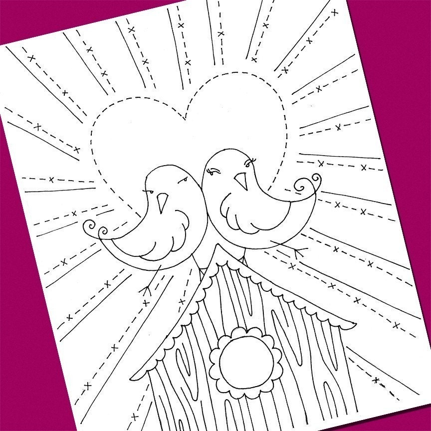 Lovebirds Embroidery Pattern