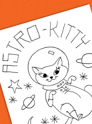 Astro Kitty Embroidery Pattern