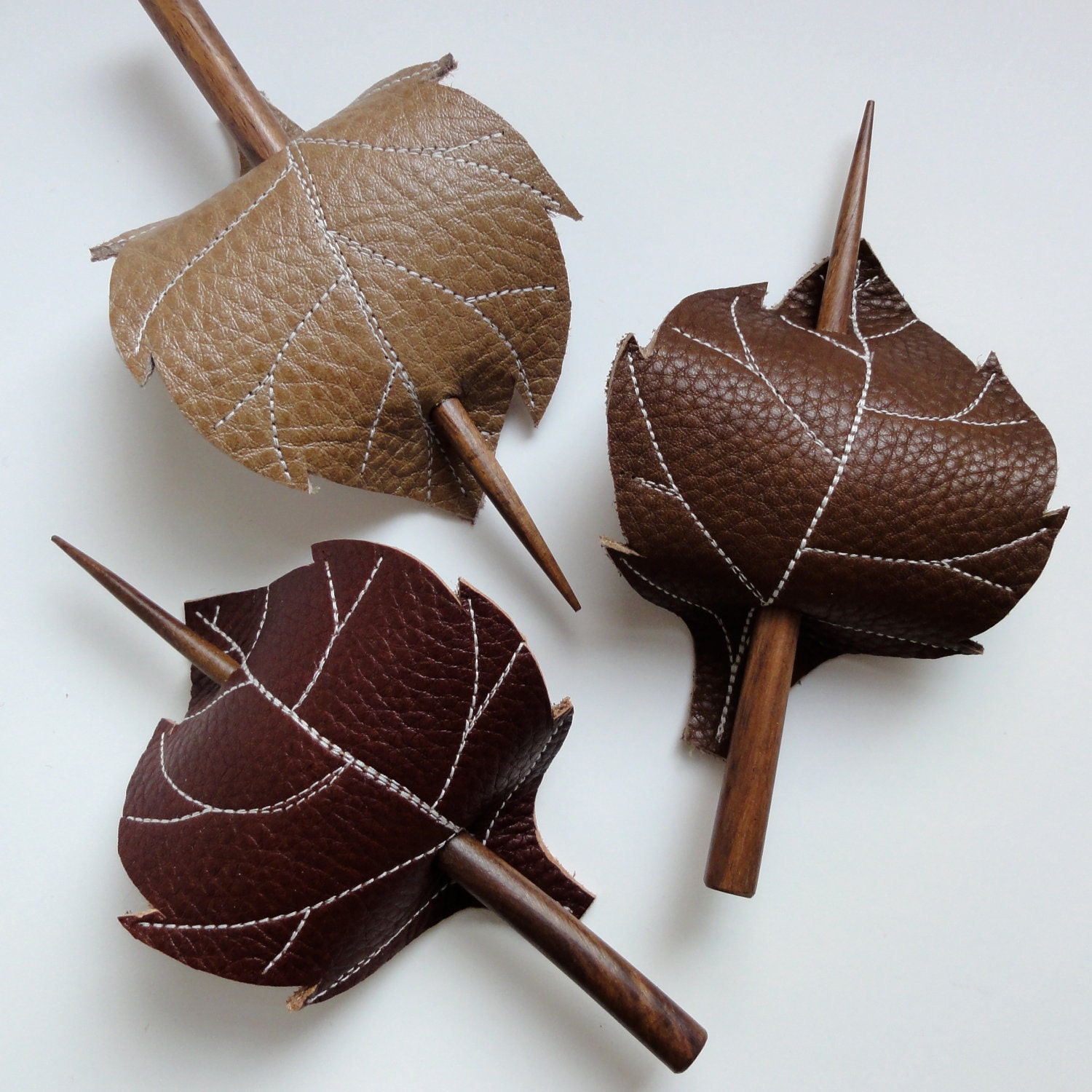 Leaf Hair Stick Barrette - Eco Friendly Leather