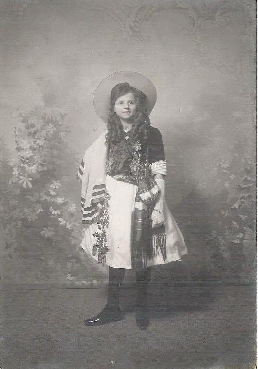 Vintage 1900s French black & white real photography postcard beautiful dressed girl