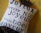 Joyeux Joyeux Joyeux Noel Burlap Pillow