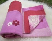 Baby Shower Gift - Upcycled Patchwork Quilt Made to Order your color choices - Cashmere Sweaters Heirloom Baby Blanket - Felted Flowers