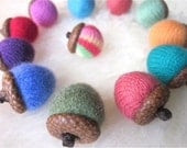 Upcycled Wool Acorns Cashmere - 12 Made to Order - Easter Bowl Fillers - Bright Decorations Maine oak tree acorns and Upcycled Cashmere