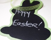 Tags, CHALKBOARD, GREEN Bunny, Easter gift tag, scrapbooking, embellishment, die cut, reuseable, handcrafted by TLGCRAFTS on Etsy