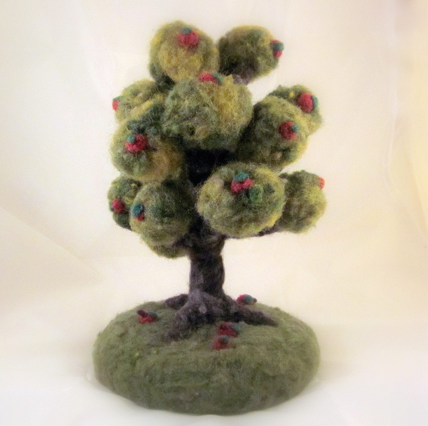 Custom Needle Felted Wool Apple, Pear, Orange, Lemon or Peach Tree Scene Sculpture - Pre Order