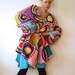 Plus Size Women's Cardigan Sweater with Crochet Circles