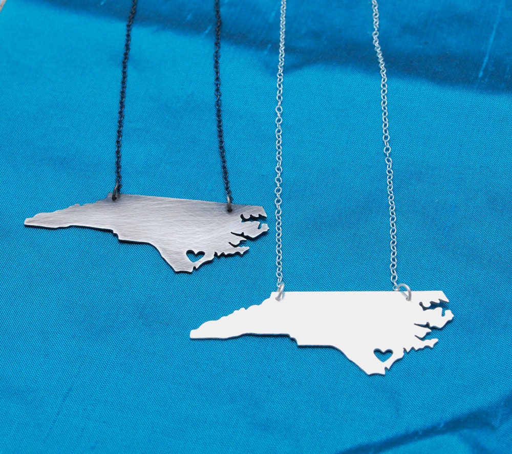 NC Necklace with Heart over Wilmington in either finish