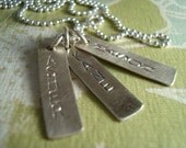 hand stamped personalized three tag sterling silver handstamped mothers grandmothers necklace ASHER...