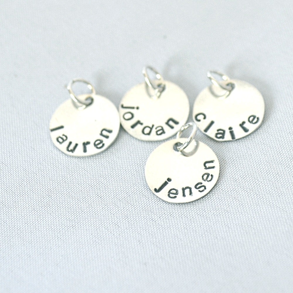 hand stamped personalized round disc charm handstamped add on to necklace...