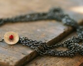 Layered Gunmetal chain sterling silver petal fashion layer strand necklace seven jewelry