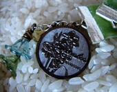 Narcissus Birth Flower Charm Velvet Ribbon Bookmark with Lucite flower cups