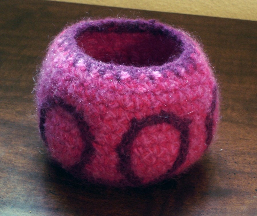 PInk Loops Felted Bowl