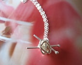 knit me somethin' sterling silver necklace - gift for knitter, knitting necklace, knitting jewelry, for the love of knitting