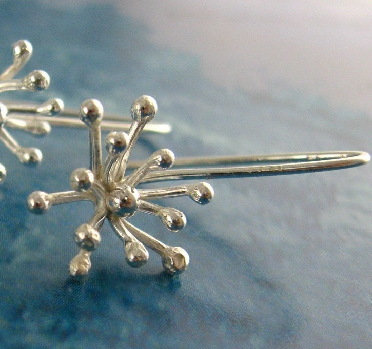 Sea anemone sterling silver earrings - handmade with lots of patience and a torch