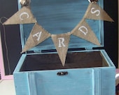 Rustic Wedding Card Box with Burlap Banner and Roses