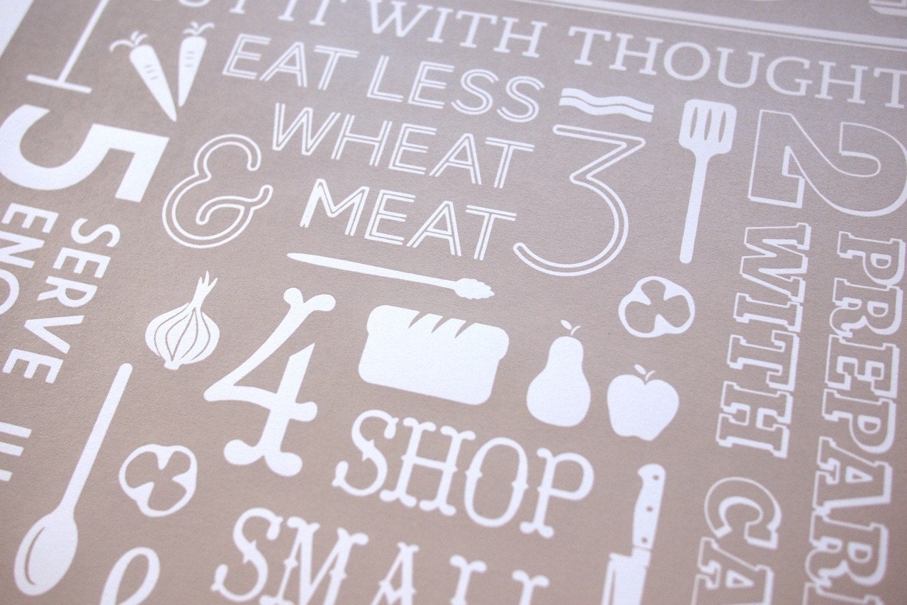 Vintage inspired Food rationing typographic screenprint poster - mushroom