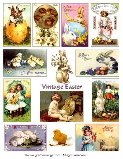 Vintage Easter images Digital Collage Sheet No.216
