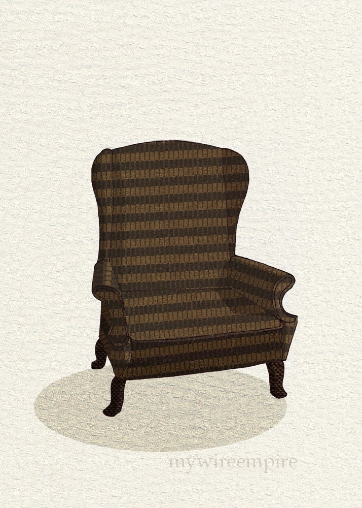 wingback chair 1 (striped) - 5x7print